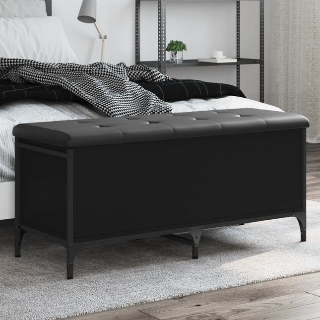 opbevaringsbænk 102x42x45 cm konstrueret træ sort