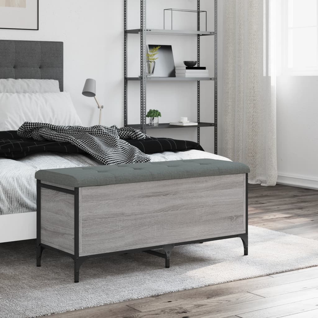 opbevaringsbænk 102x42x45 cm konstrueret træ grå sonoma-eg