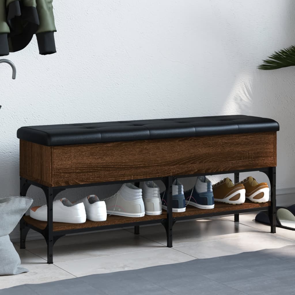skobænk 102x32x45 cm konstrueret træ brun egetræsfarve