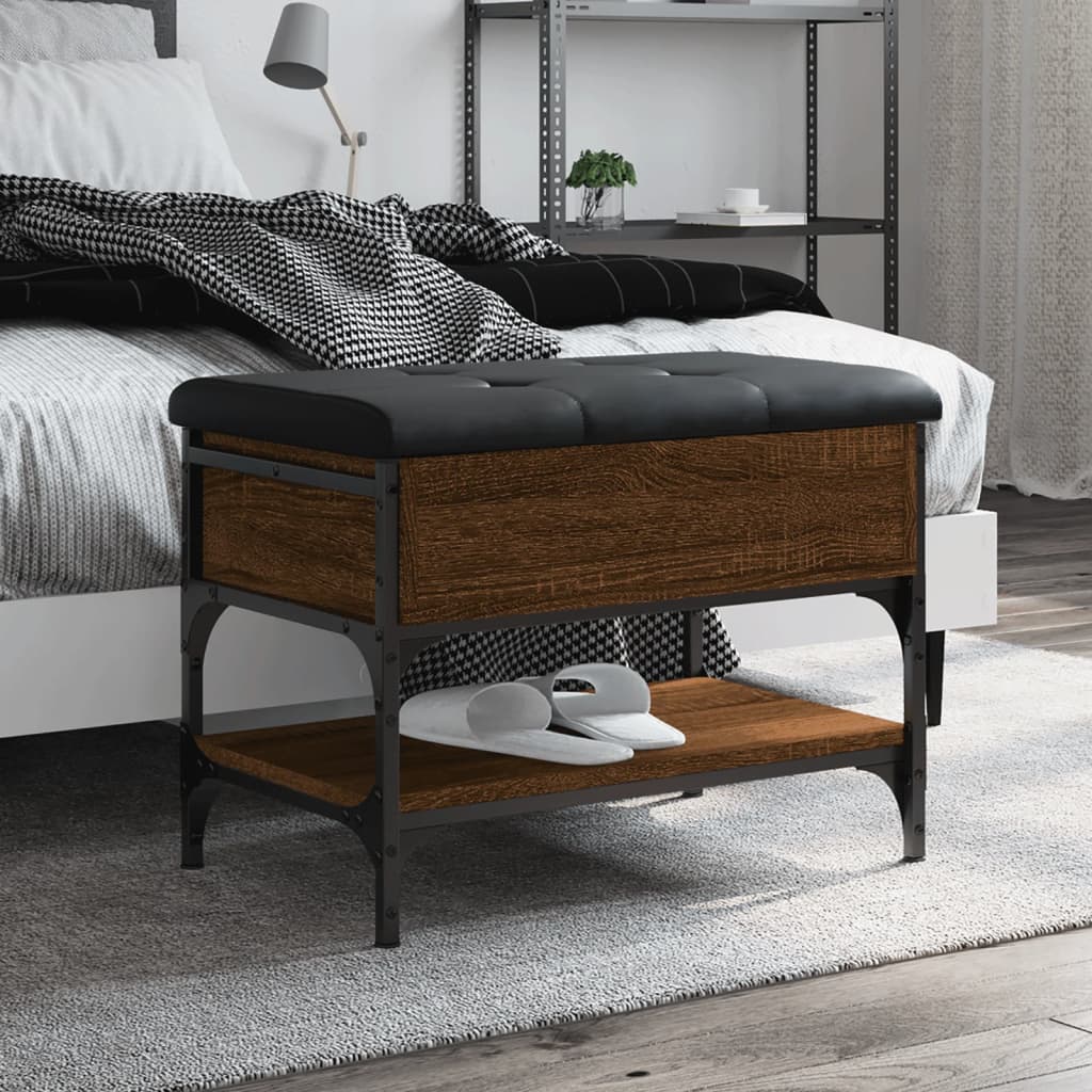 skobænk 62x42x45 cm konstrueret træ brun egetræsfarve