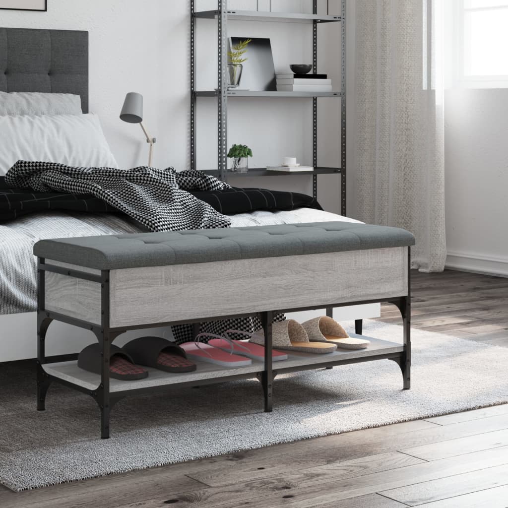 skobænk 102x42x45 cm konstrueret træ grå sonoma-eg