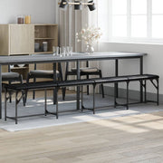 spisebordsbænk 248x32x45 cm stål og kunstlæder sort