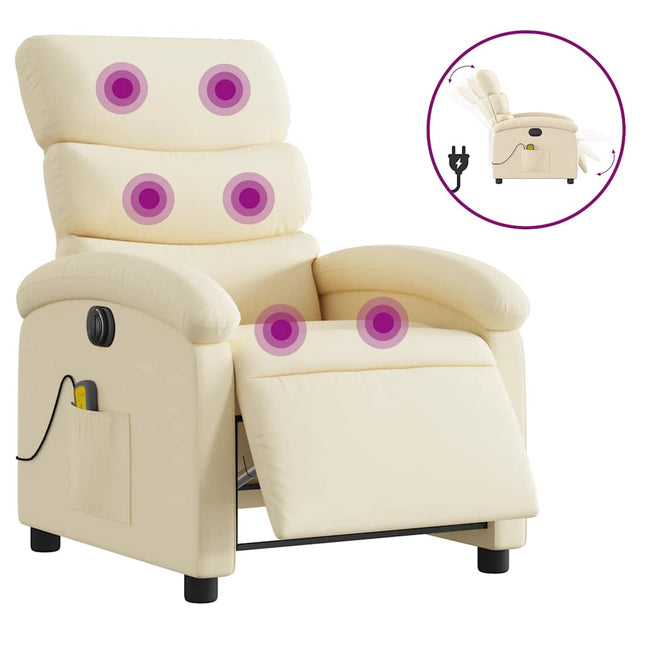 eldrevet massagestol stof cremefarvet