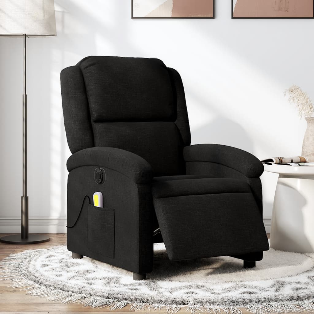 eldrevet massagestol stof sort billede