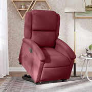 eldrevet lænestol med løftefunktion stof vinrød