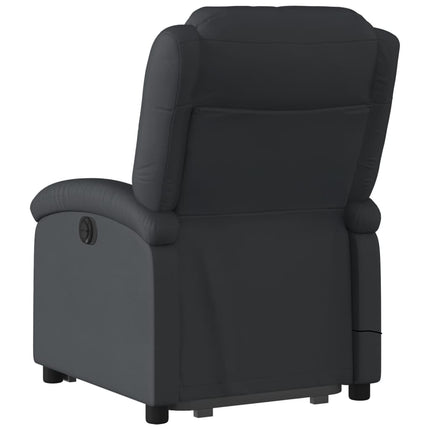massagestol med løftefunktion ægte læder sort
