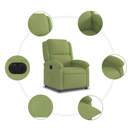 eldrevet lænestol velour lysegrøn