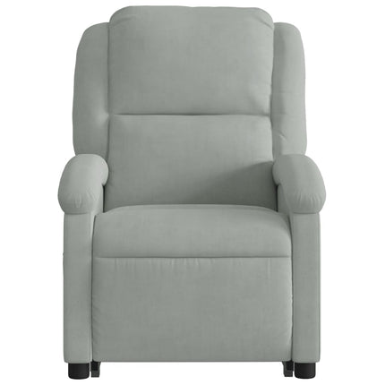 massagestol med løftefunktion velour lysegrå