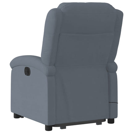 massagestol med løftefunktion velour mørkegrå