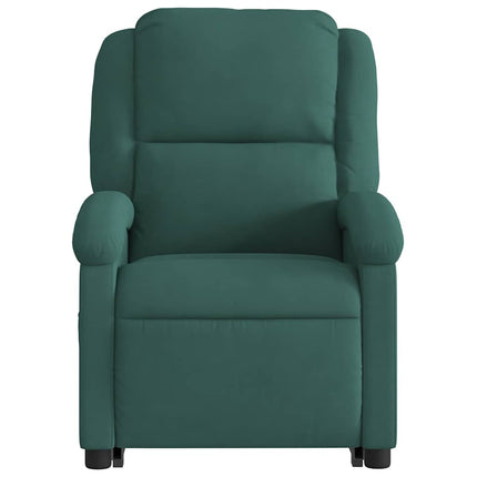 massagestol med løftefunktion velour mørkegrøn