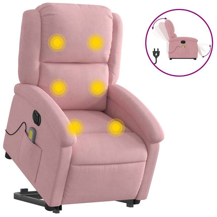 løftestol med massagefunktion velour lyserød