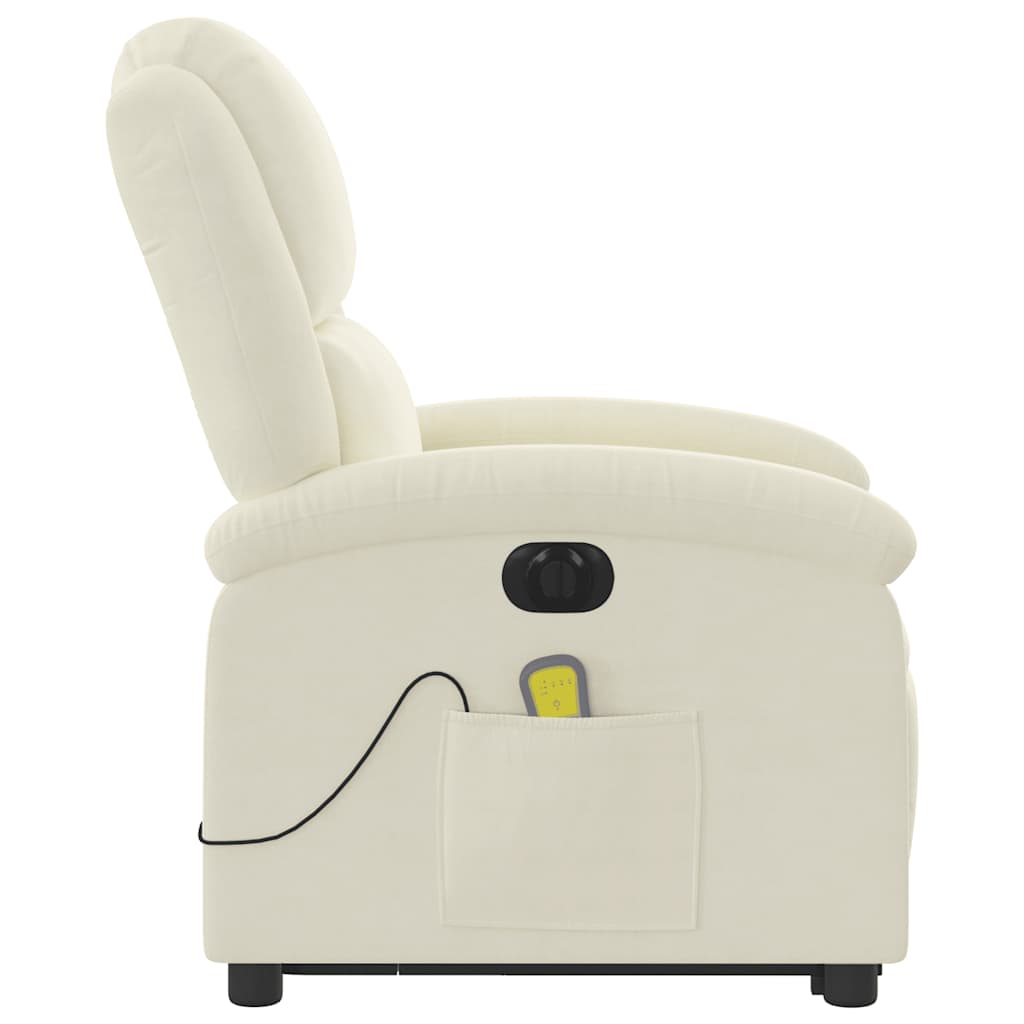 massagestol med løftefunktion velour cremefarvet