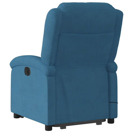 massagestol med løftefunktion velour blå