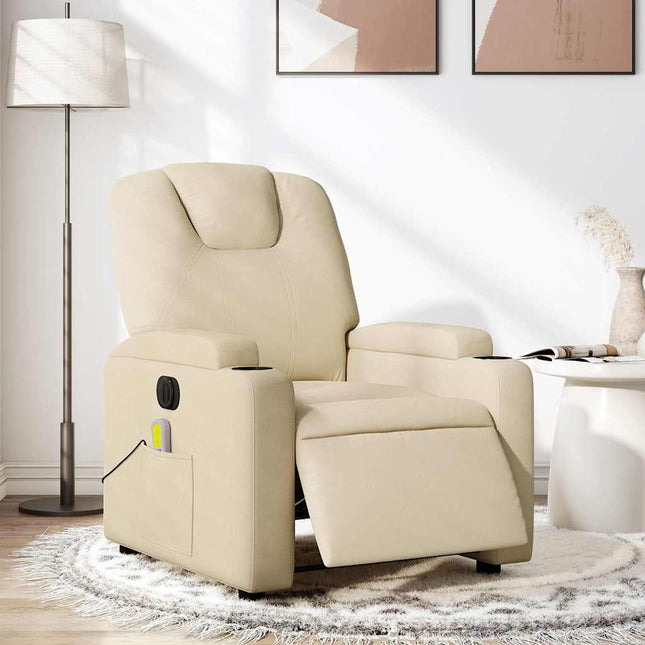 eldrevet massagestol stof cremefarvet
