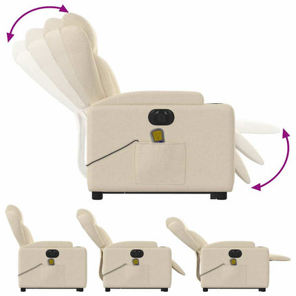 elektrisk massagestol med løftefunktion cremefarvet