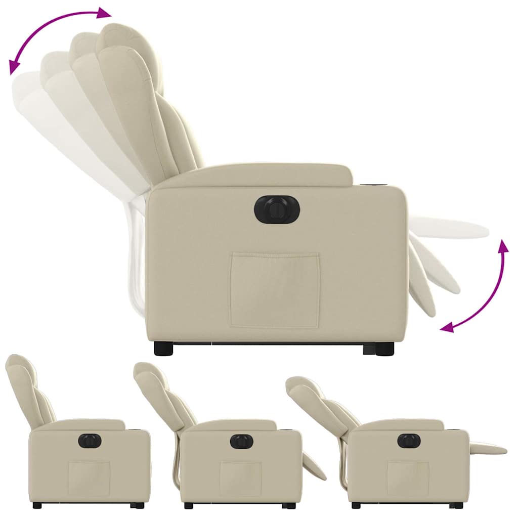 eldrevet løftestol med kunstlæder cremefarvet