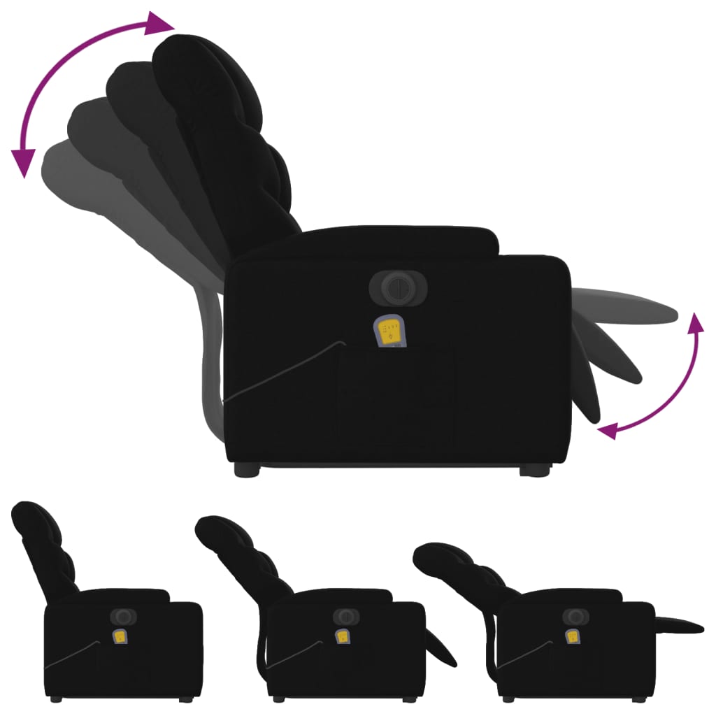 elektrisk massagestol med løftefunktion stof sort