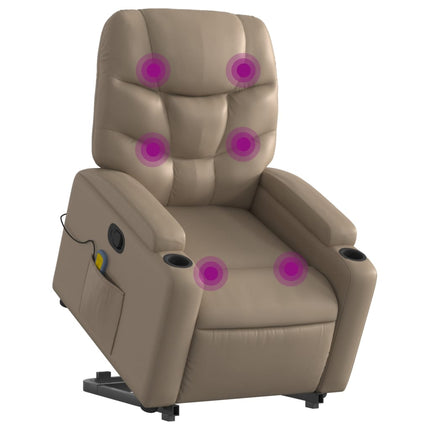 løftestol med massagefunktion kunstlæder cappuccino