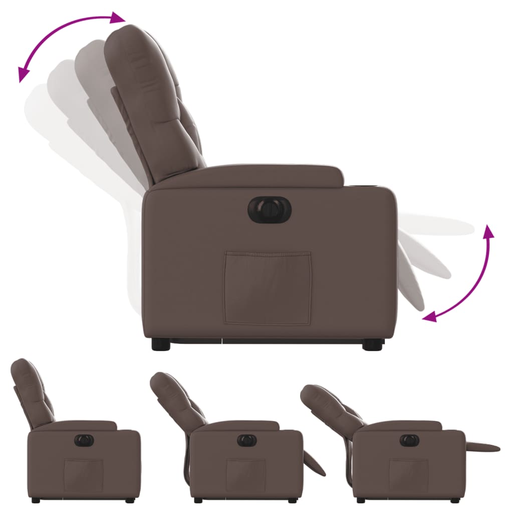 eldrevet løftestol kunstlæder brun