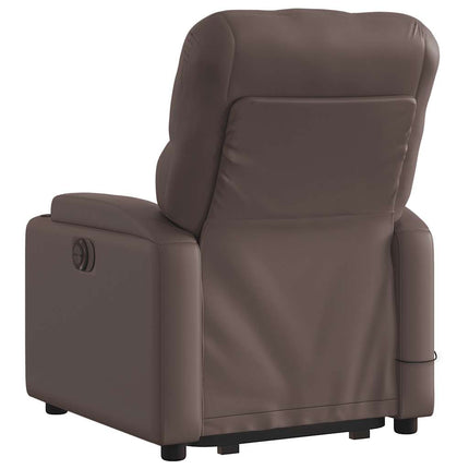 massagestol med løftefunktion kunstlæder brun