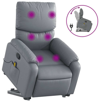 løftestol med massagefunktion kunstlæder grå