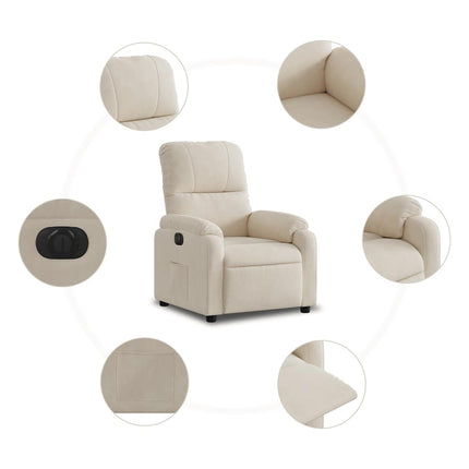 eldrevet lænestol mikrofiberstof beige