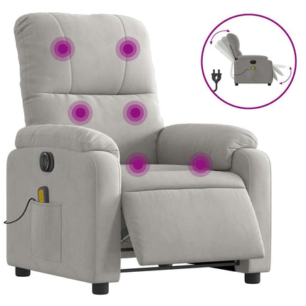 massagestol mikrofiberstof lysegrå