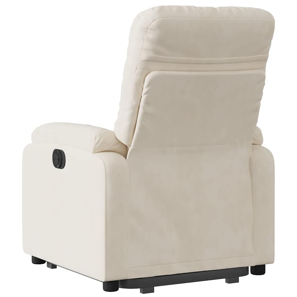 massagestol med løftefunktion mikrofiberstof beige