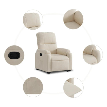 massagestol med løftefunktion mikrofiberstof beige
