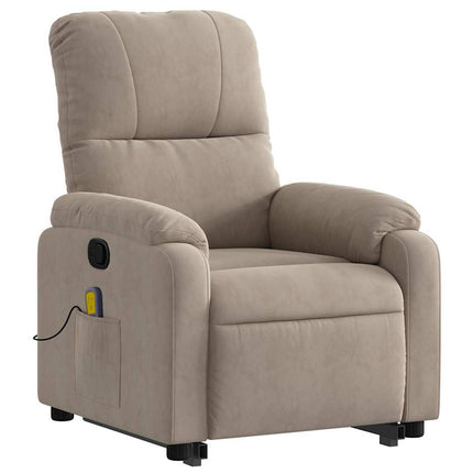 massagestol med løftefunktion mikrofiberstof gråbrun