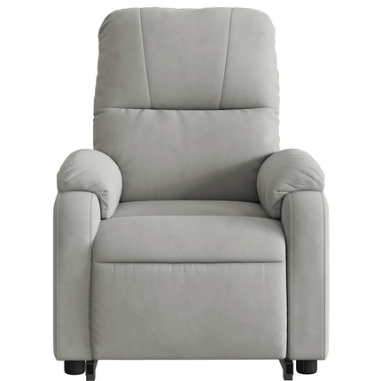 massagestol med løftefunktion mikrofiberstof lysegrå