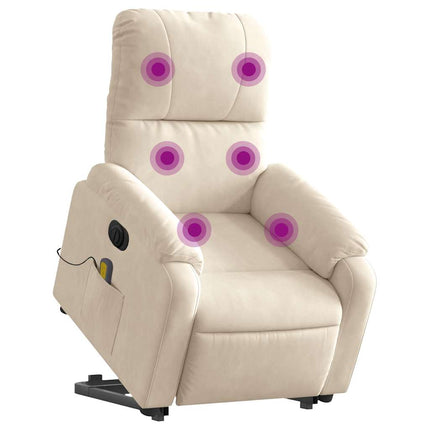 massagestol med løftefunktion mikrofiberstof beige