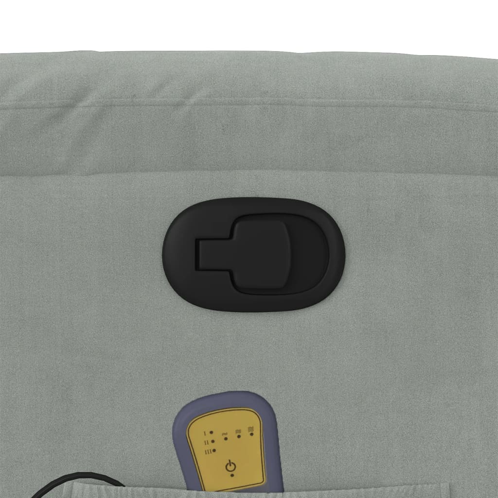 løftestol med massagefunktion fløjl lysegrå