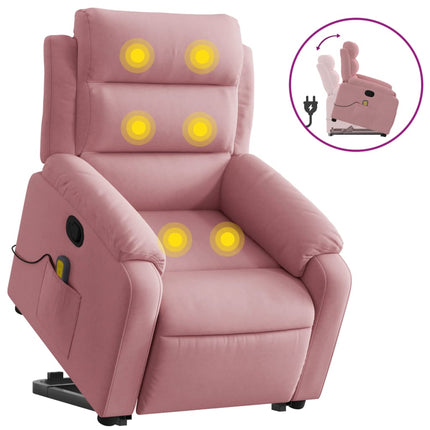 løftestol med massagefunktion fløjl pink