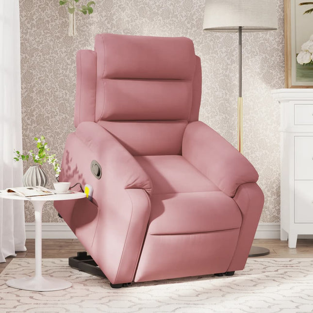 løftestol med massagefunktion fløjl pink