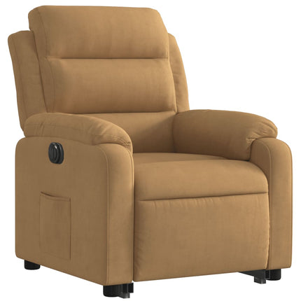 lænestol med løftefunktion velour brun
