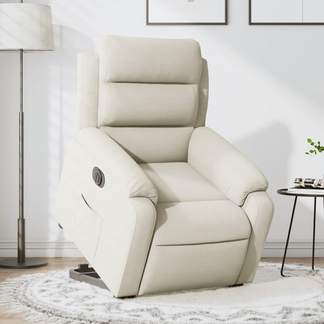 lænestol med løftefunktion velour cremefarvet