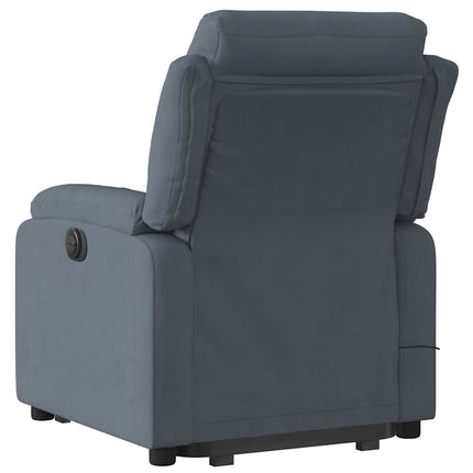 massagestol med løftefunktion velour mørkegrå