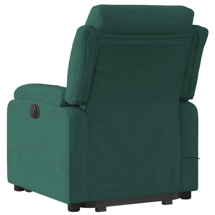 massagestol med løftefunktion velour mørkegrøn