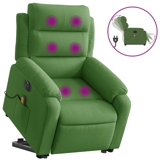 løftestol med massagefunktion velour lysegrøn