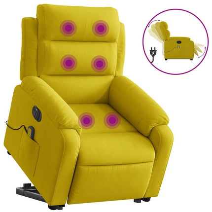 løftestol med massagefunktion velour gul