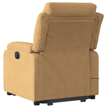 massagestol med løftefunktion velour brun