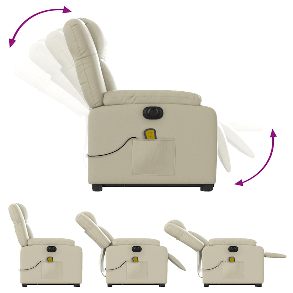 massagestol med løftefunktion kunstlæder cremefarvet