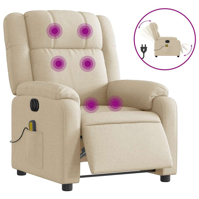 eldrevet massagestol stof cremefarvet