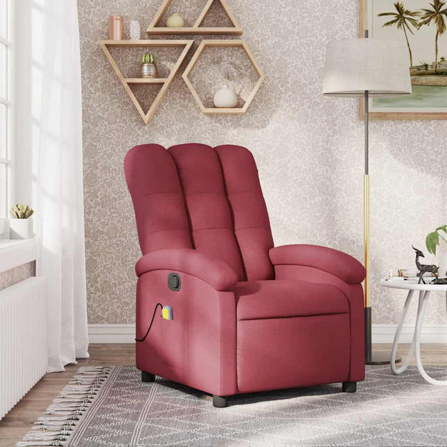 massagelænestol vinrød stof