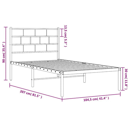 sengeramme med sengegavl 100x200 cm metal sort