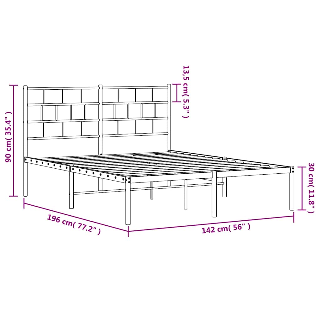sengeramme med sengegavl 135x190 cm metal sort