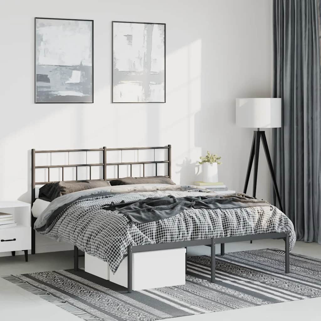 sengeramme med sengegavl 135x190 cm metal sort