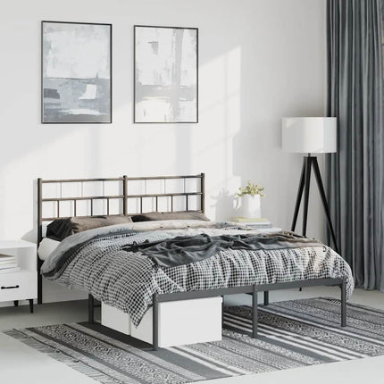 sengeramme med sengegavl 135x190 cm metal sort