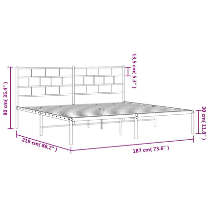 sengeramme med sengegavl 183x213 cm metal sort